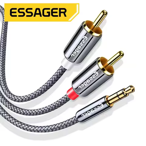 Essager RCA Cable 3.5mm Jack to 2 RCA Aux Audio Cable 3.5 mm to 2RCA Male Adapter Splitter for TV Bo