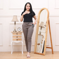 chino pants / celana chino wanita pinggang karet bahan katun tuwill stretch