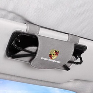 Car Sun Visor Glasses Case Sunglasses Storage Box Clips For Porsche Cayenne Panamera Macan Boxster 9
