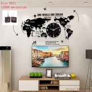 Decorative Wall Clock World Map Living Room Acrylic Clock European Style Home Clock Creative