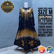 Gamis Anak Perempuan Tanggung Motif Batik Abstrak Syari Raya Lebaran Kekinian Terbaru Rayon Twill Pe