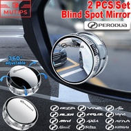 Perodua 2 PCS 360 ° Adjustable Blind Spot Mirror Car Rear View Mirror Auxiliary Wide-Angle Mirror Fo