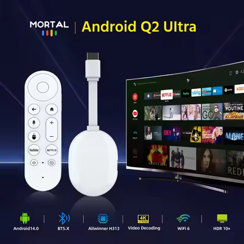 Global Version Android 14.0 Mortal TV Stick Q2 Ultra BT5.X WIFI6 Streaming Wireless HDMI Multi-langu