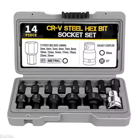 3-24mm Allen Hex Bit Socket Set 14Pcs Hexagon Bit Sockets Allen Key Hex Wrench Head Tool for Ratchet