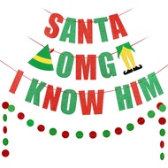 OMG Santa Saya Kenal Dia Sepanduk Merah Hijau Buddy The Elf Hiasan Krismas Buddy The Elf Banner untu