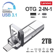 Lenovo New Super Mini Metal Usb Flash Drive 2TB 1TB 128/256/512GB Tiny Pendrive Memory Stick 1TB 2TB อุปกรณ์จัดเก็บข้อมูลดิสก์ U