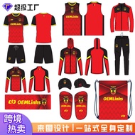 Belgium Football Suit 2025 New Football Breathable Sports Shirt Mens Heat Sublimation Jersey Set Tea