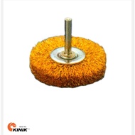 Kinik Wheel Brush With Shank Brass Coated Steel Wire SWA15, 40 mm-1 1/2' x 6 mm 142-324-(98-1142-324