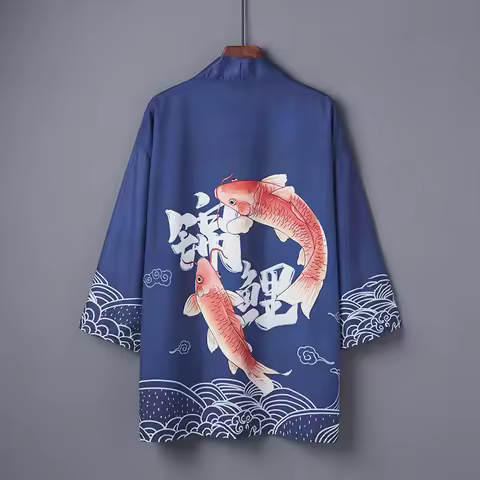 Japanese Loose Kimono Cardigan Summer Man Yukata Men's Haori Japanese Samurai Clothing Haori Obi Bea