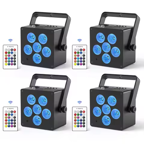 U'King 4PCS 50W LED Highlight Par Light 6x6W 6 in 1 RGBWAUV Stage Light DMX512 Remote Control DJ Dis