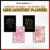 Planner Ana Mini Monthly Planner A6 Undated Calendar