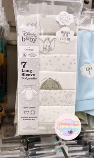英國直送🇬🇧 迪士尼小飛象Disney Dumbo嬰幼兒長袖包屁衣夾衣7件裝/小童/幼童/女童/男童 - Disney Baby long sleeve bodysuits 7 piece set/ 