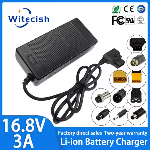16.8V 3A Li-ion battery charger for 14.4v 14.8v battery 4S 18650 battery pack connector DC5521 gx12 