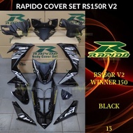 RAPIDO COVER SET RS150R/RS150 V2 V3 WINNER150 (13) BLACK (STICKER TANAM/AIRBRUSH) COVERSET