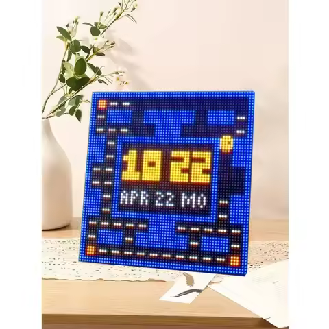 DIY Desktop Clock Ornament WiFi Automatic Calibration Pixel Clock Punk Style Decoration E-sports Roo