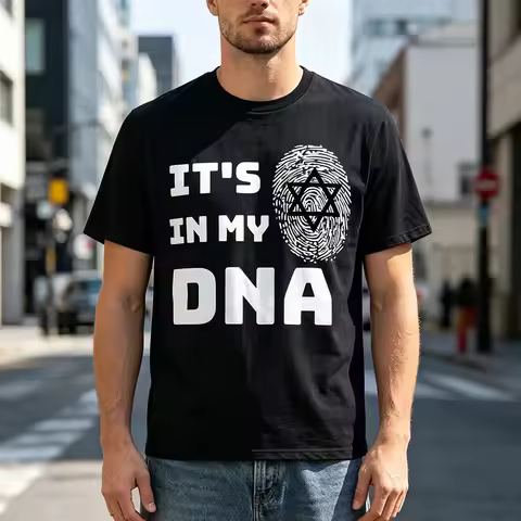 It's in My DNA Israeli Israel Jewish Flag Jew Unisex Mens T-Shirt Summer Streetwear Printed T-shirt 