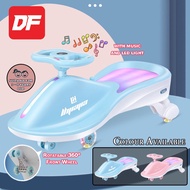 DF.os Kids Yoyo Twist Car 3 To 8 Years Old 360 Degree Rotating Wheel Swing Car with LED Light And Mu