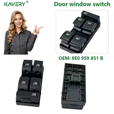 KAVERY For 1pc 8E0959851 Driver Master Window Switch Fit Audi A4 B6 B7 8E0959851B 8E0959851D Replace
