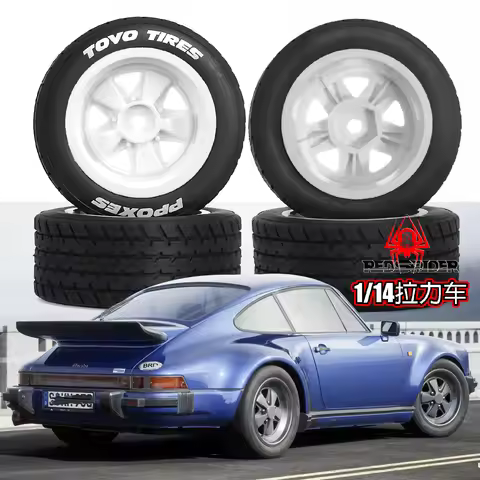 4pcs 60mm Plastic Wheel Rubber Tire Tyre for 1/14 Scale RC Car Tamiya M03 M04 M05 MB01 MF01 XM01 SW0