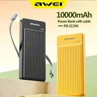 Awei 22.5W Fast Charging Power Bank With Cable Portable 10000mAh Powerbank