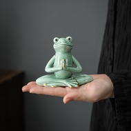 Yuxuan Creative Tea Pet Frog Yoga Zen Frog Ornaments Ceramic Craft Home Simple Animal Wall Cabinet P