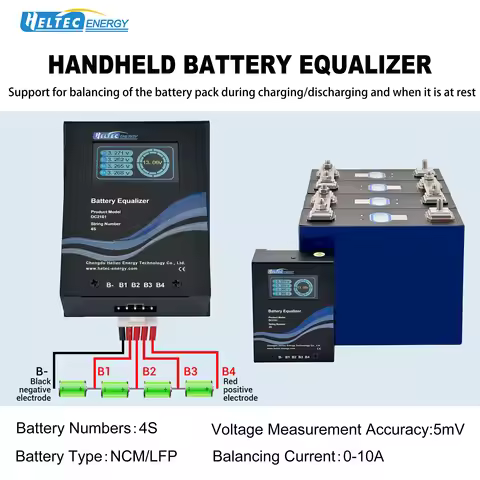 Handheld 4S 10A LCD Battery Equalizer Balancer for E-Bike Tricycle RV Forklift Solar Energy Storage 