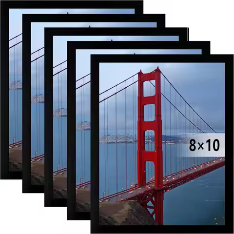 8x10 Picture Frame 5 Pack Black Wall Hanging Photo Frames with Shatter-Resistant Acrylic for Display