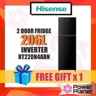 [FREE GIFT] Hisense 2 Door 206L RT220N4ABN Black Inverter Fridge/ 200L RT208N4ASN Silver RT208 Non-i