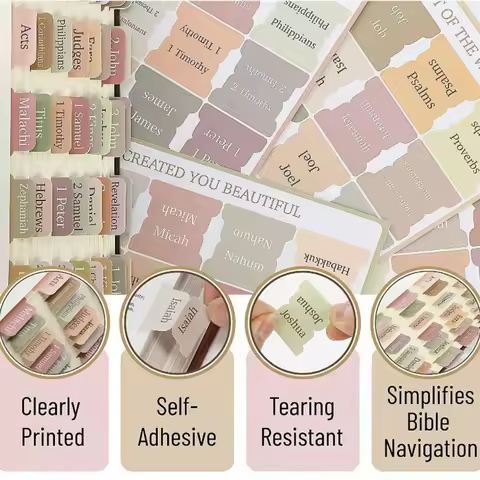 75 Bible Tabs, Boho Theme, Laminated Bible Tabs For Women And Men, Bible Tabs For Study Bible, Bible
