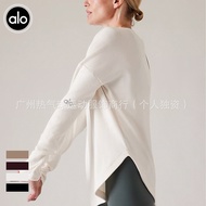 alo yoga Hollow Out Back Long Sleeve Casual Yoga Top for Women Fitness Running Loose Sports Shirt To