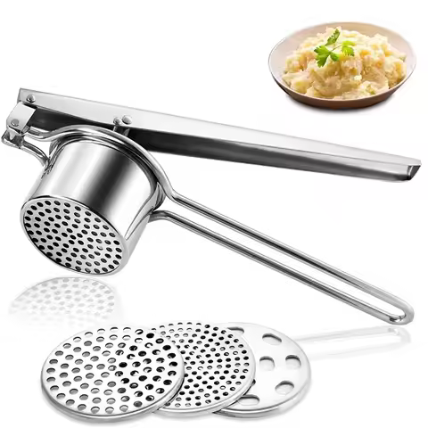 Stainless Steel Potato Ricer Manual Potato Masher With 3 Interchangeable Discs Fruit Juicer Lemon Sq