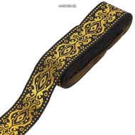 NARCISSUS1Y7KJ 7.6 Yards Jacquard Ribbon, 1.3 Inch Wide White Gold Woven Ribbon, Trim Fringe Ribbon 