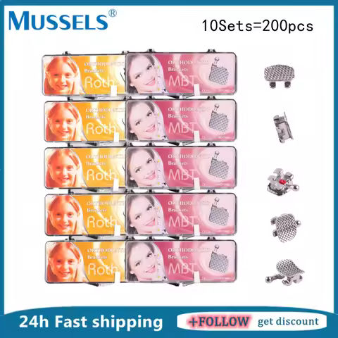 200PCS Dental Orthodontic Brackets Metal Braces for Teeth Mini Roth MBT Slot 0.022 0.018 Dentistry S