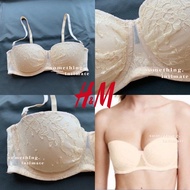 (archived) H&m CREME Lacey Light Powder Balenette Strapless Lace Bra Multiway Bh Bra Bra Bra Straple
