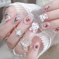 Wearing Nails Manicure Cute Girl Cartoon Rabbit Fake Nails Nail Stickers Patch Wearing Manicure Stic