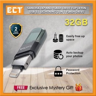 Sandisk IXpand Flash Drive Flip IX90N 32GB 64GB 128GB 256GB USB 3.1 Lightning 2 in 1 Flash Drive for