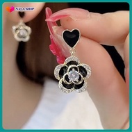 Bông tai hoa hồng đen trang nhã trẻ trung - bông tai dáng dài đôi bông tai nữ hoa tai đẹp AS91 hoa t