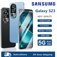 โทรศัพท์ SANSUMG S23 เครื่องใหม่6.3 นิ้ว smartphone4G/5G โทรศัพท์ถูกๆ（แรม16GB+รอม512GB）โทรศัพท์มือถือ AMOLED เล่นเกม ปลดล็อคด้วยใบหน้า ใส่ได้2ซิม ระบบนำทาง GPS เหมาะสำหรับ Facebook Line Youtube โทรศัพท์ราคาถูกๆ