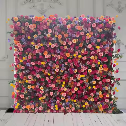 Uflower Royal 3D Deluxe Edition Rose Red Rose Yellow Hydrangea Wedding Background Mixed Flower Wall 