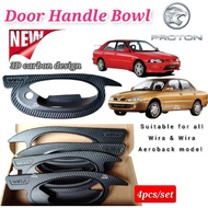 Cover Handle Pemegang Pintu Wira 3D Carbon Style Door Handle Bowl Cover Proton Wira & Wira Aeroback 