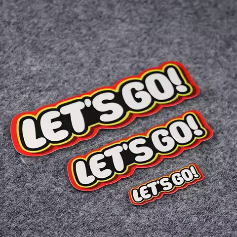3pcs "LET'S GO" Reflective Motorcycle Stickers, 3 Sizes (L/M/S), Durable PET, Scratch Covering for V