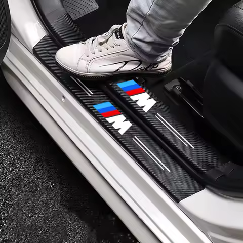 Car with Logo Door Carbon Fiber Sill Protector Stickers For BMW M Power X1 e84 X3 f25 X5 e53 x6 e71 