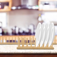 3Pcs Bamboo Dish Dying Rack Bamboo Plate Dish Rack Multifunctional Pot Lid Plate Organizer Holder Ea