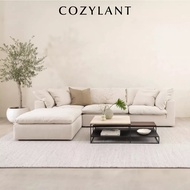 Cozylant Cloud Fabric Sofa / L Shape Sofa / Linen Cotton Nature Fabric / White Beige / Removable