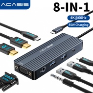 ACASIS USB C 8-in-1 Docking Station 3Monitors,Laptop Docking Station with Dual HDMI 4K@60HZ,1*VGA 10