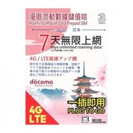 3hk日本 docomo 7日(7GB 4G)之後無限上網卡電話卡SIM卡data