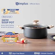 Simplus 24cm Soup Pot Non Stick Coating Periuk PFOA Free Compatible With All Stovetops & Induction