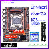Kkde เซ็ต Qiyida X99โมเดอร์บอร์ด E5h9 E5 LGA2011-3 V3 Cpu 1กระดุม X 16G = 16Gb แรม3200Mhz Reg Ecc Ddr4 M.2 Nvme