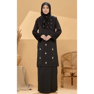 Dalila Baju Kurung Pahang Asmaa Untuk Wanita Ironless material Satin Emboss