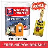 5L WHITE 145 Nippon Paint Exterior Weatherbond ( FREE BRUSH 3  NIPPON )